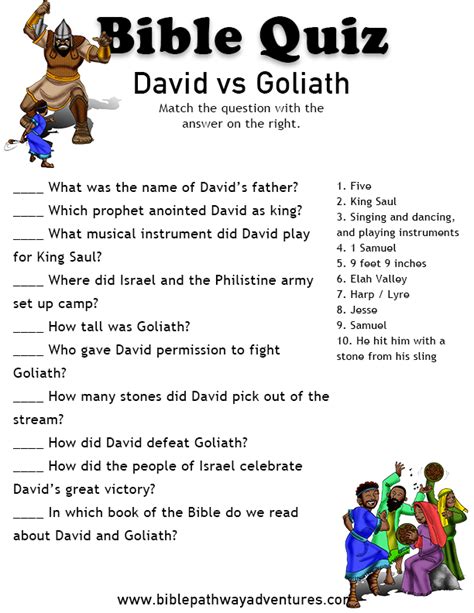 Free Printable David And Goliath Worksheets